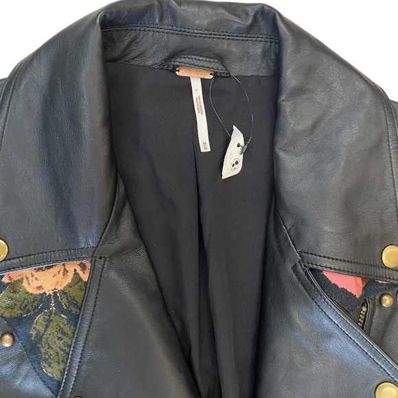 NWT Free People Rebel Rose Moto Jacket in Black Size Medium - Picture 7 of 14